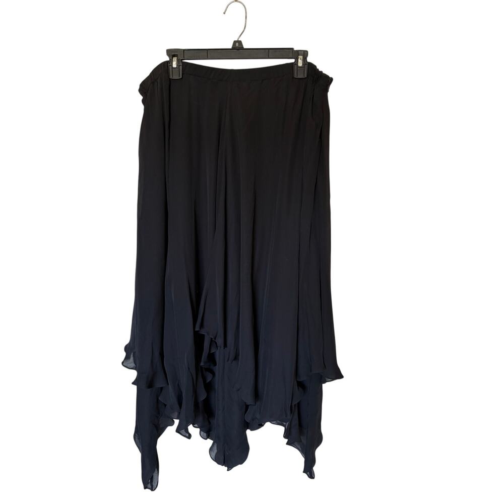 Lauren Ralph Lauren Silk Black Asymmetrical Handkerchief Skirt Y2K